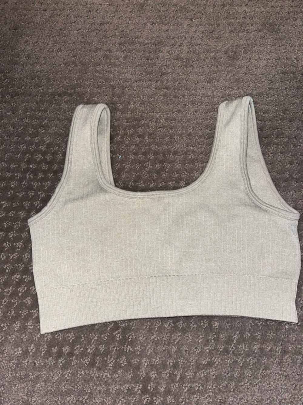 Seamless Ribbed Sports Bra - Light Beige